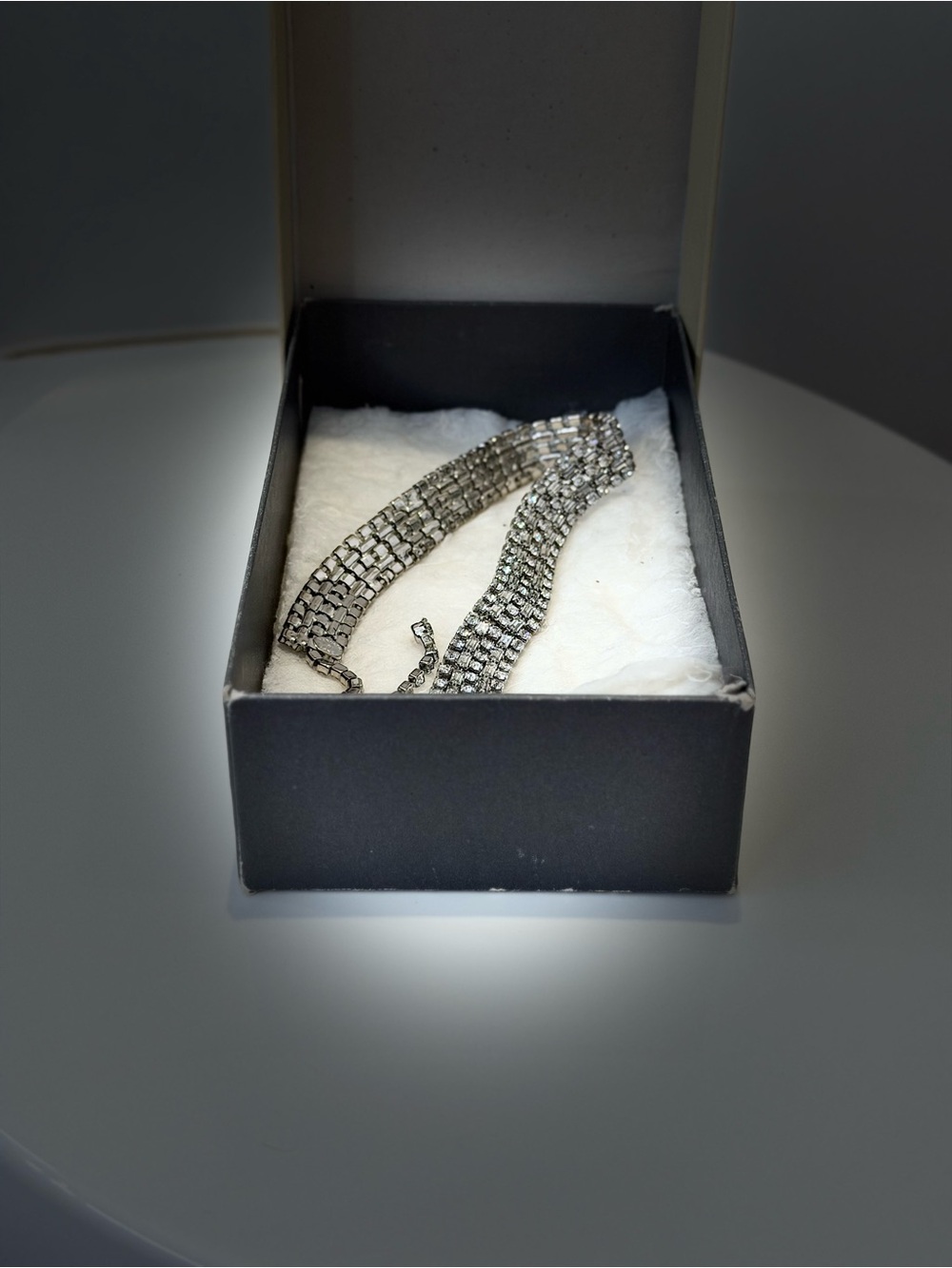 Women's Silver Crystal Multi-Row Necklace - Sparkling Statement